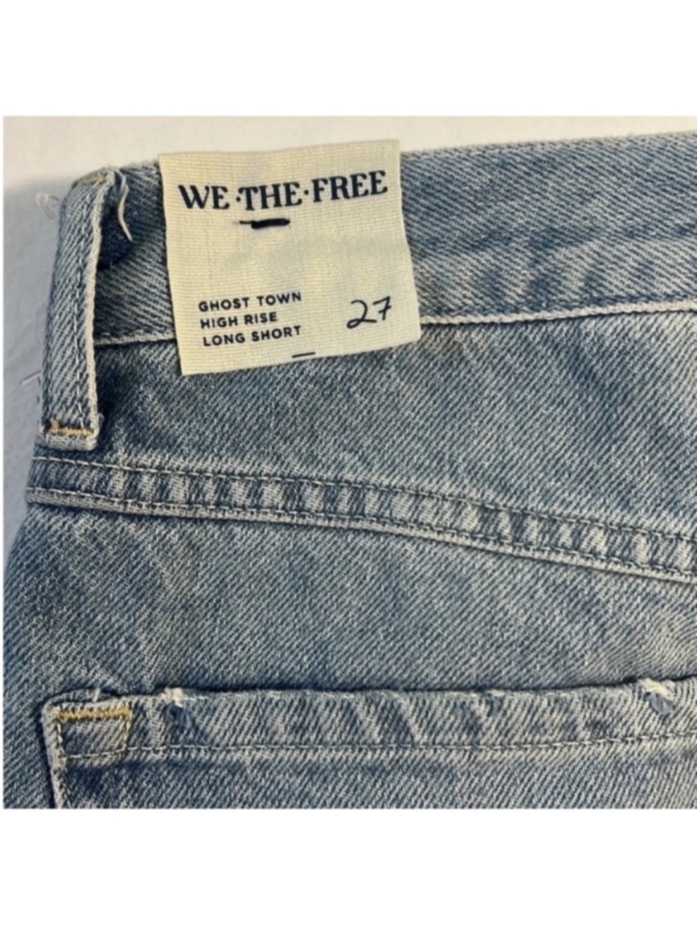 We The Free 27 Shorts Bermuda Ghost Town Long Short Jorts Bodie Blue raw hem NWT - Picture 13 of 13